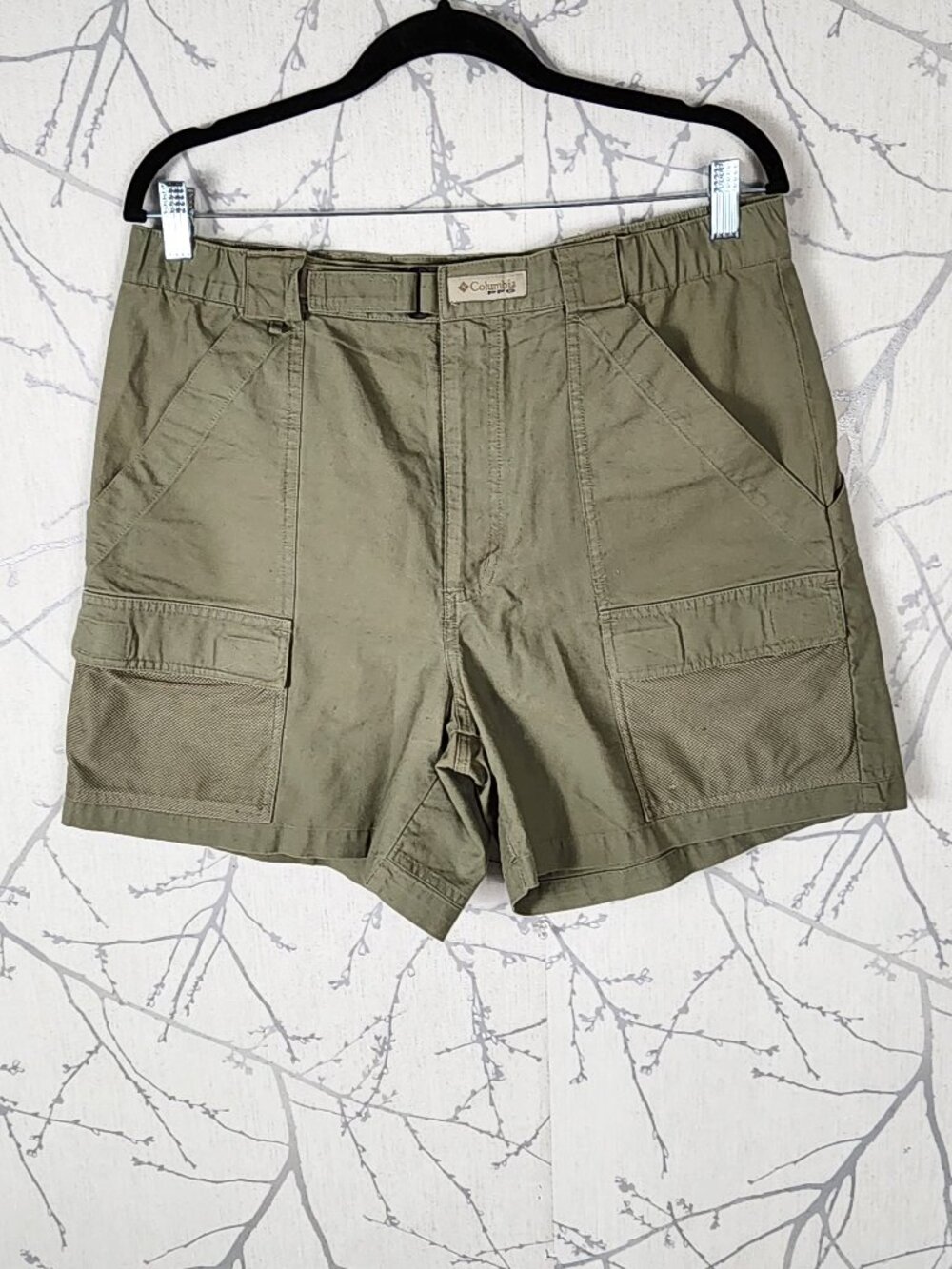 Columbia PFG Green Cotton Retro Utility Cargo Shorts